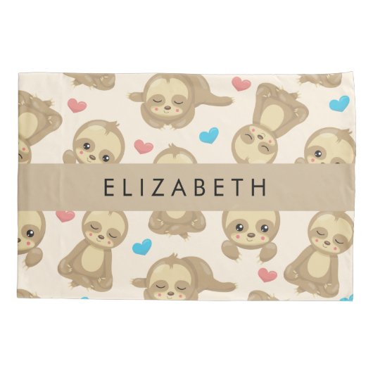 Patroon van luiaards, schattige luiaards, harten, kussensloop (Achterkant)