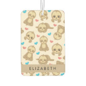 Patroon van luiaards, schattige luiaards, harten,  luchtverfrisser (Achterkant)