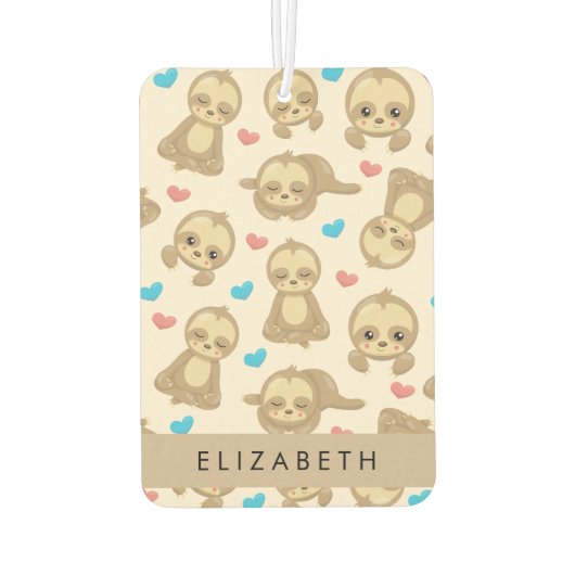 Patroon van luiaards, schattige luiaards, harten,  luchtverfrisser (Achterkant)