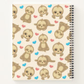 Patroon van luiaards, schattige luiaards, harten,  notitieboek (Achterkant)