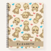 Patroon van luiaards, schattige luiaards, harten,  notitieboek (Voorkant)