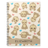 Patroon van luiaards, schattige luiaards, harten,  notitieboek (Voorkant)