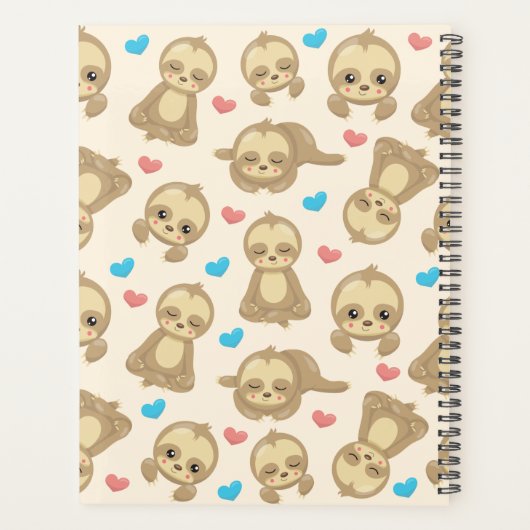 Patroon van luiaards, schattige luiaards, harten, planner (Achterkant)