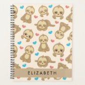 Patroon van luiaards, schattige luiaards, harten, planner (Voorkant)