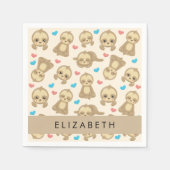 Patroon van luiaards, schattige luiaards, harten, servet (Voorkant)