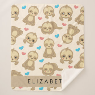 Patroon van luiaards, schattige luiaards, harten,  sherpa deken