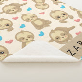 Patroon van luiaards, schattige luiaards, harten,  sherpa deken (3/4)