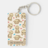 Patroon van luiaards, schattige luiaards, harten,  sleutelhanger (achterkant)