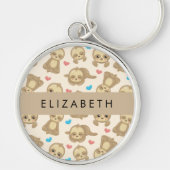 Patroon van luiaards, schattige luiaards, harten,  sleutelhanger (Voorkant)