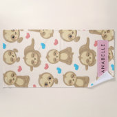 Patroon van luiaards, schattige luiaards, harten,  strandlaken (Voorkant)