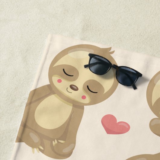 Patroon van luiaards, schattige luiaards, harten,  strandlaken (In situ)