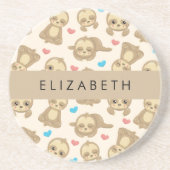 Patroon van luiaards, schattige luiaards, harten, zandsteen onderzetter (Voorkant)