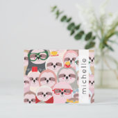 Patroon van luiaards, schattige luiaards, Jouw naa Briefkaart (Staand voorkant)