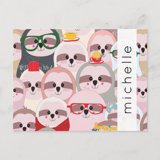 Patroon van luiaards, schattige luiaards, Jouw naa Briefkaart (Voorkant)