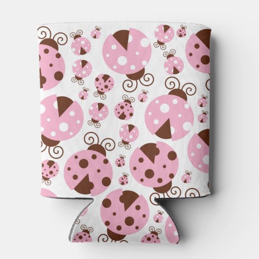 Patroon van luibugs, luidobbels, roze luidobbels blikjeskoeler (Achterkant)