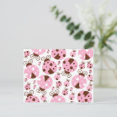 Patroon van luibugs, luidobbels, roze luidobbels briefkaart (Staand voorkant)