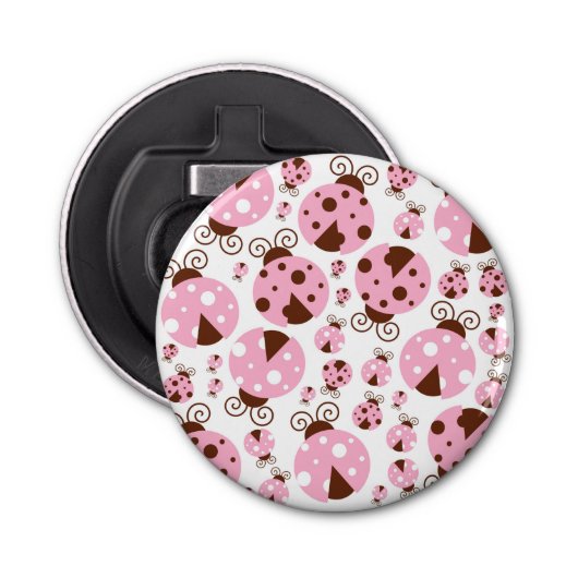 Patroon van luibugs, luidobbels, roze luidobbels button flesopener (Voorkant)