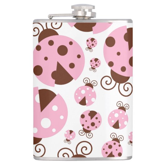 Patroon van luibugs, luidobbels, roze luidobbels heupfles (Voorkant)