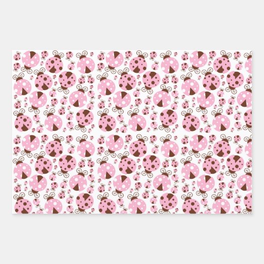 Patroon van luibugs, luidobbels, roze luidobbels inpakpapier vel (Voorkant 2)