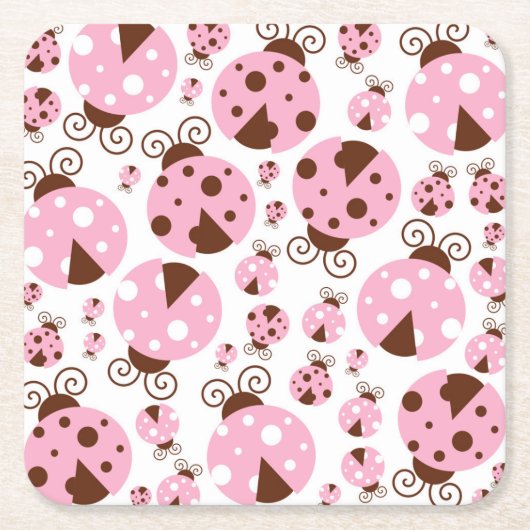 Patroon van luibugs, luidobbels, roze luidobbels kartonnen onderzetters (Voorkant)