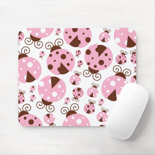 Patroon van luibugs, luidobbels, roze luidobbels muismat (Met muis)