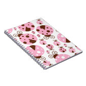 Patroon van luibugs, luidobbels, roze luidobbels notitieboek (Rechterzijde)