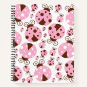 Patroon van luibugs, luidobbels, roze luidobbels notitieboek (Voorkant)