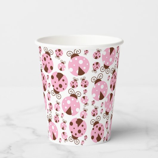 Patroon van luibugs, luidobbels, roze luidobbels papieren bekers (Achterkant)