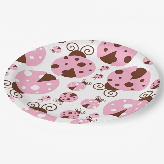 Patroon van luibugs, luidobbels, roze luidobbels papieren bordje (Gekanteld)