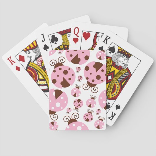 Patroon van luibugs, luidobbels, roze luidobbels pokerkaarten (Achterkant)