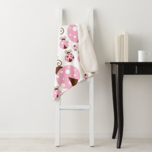 Patroon van luibugs, luidobbels, roze luidobbels sherpa deken