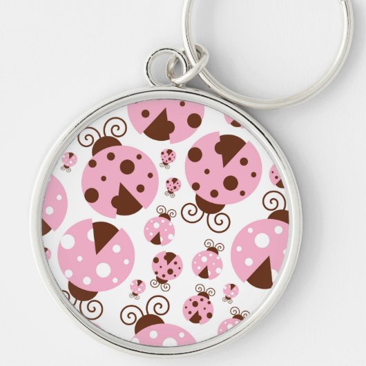 Patroon van luibugs, luidobbels, roze luidobbels sleutelhanger (Voorkant)