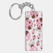 Patroon van luibugs, luidobbels, roze luidobbels sleutelhanger (Voorkant Links)