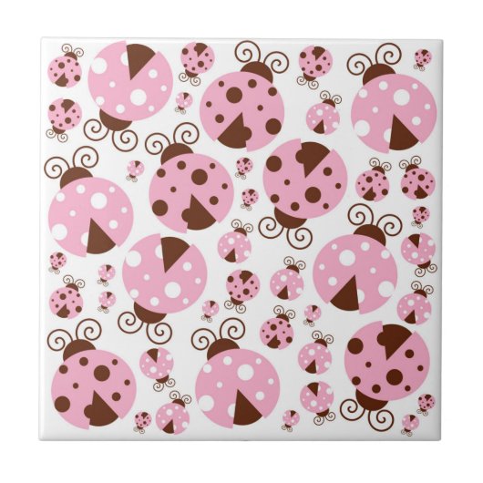 Patroon van luibugs, luidobbels, roze luidobbels tegeltje (Voorkant)