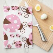 Patroon van luibugs, luidobbels, roze luidobbels theedoek (Quarter Fold)