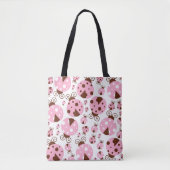 Patroon van luibugs, luidobbels, roze luidobbels tote bag (Voorkant)