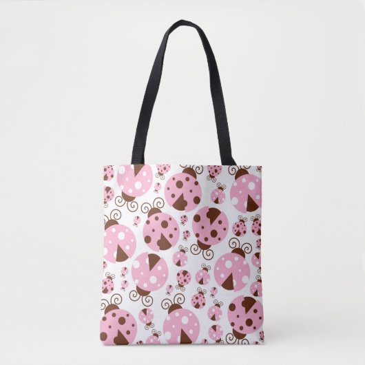 Patroon van luibugs, luidobbels, roze luidobbels tote bag (Voorkant)