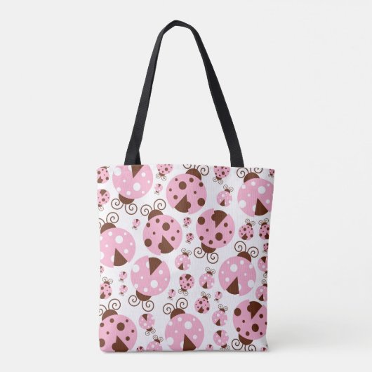 Patroon van luibugs, luidobbels, roze luidobbels tote bag (Achterkant)