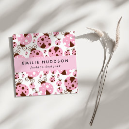 Patroon van luibugs, luidobbels, roze luidobbels vierkante visitekaartje