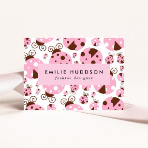 Patroon van luibugs, luidobbels, roze luidobbels visitekaartje