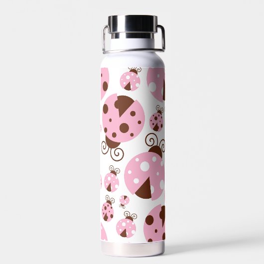 Patroon van luibugs, luidobbels, roze luidobbels waterfles (Achterkant)