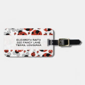 Patroon van luibugs, luidoezels, rode luibugs bagagelabel (Voorkant horizontaal)