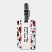 Patroon van luibugs, luidoezels, rode luibugs bagagelabel (Voorkant verticaal)