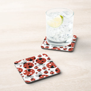 Patroon van luibugs, luidoezels, rode luibugs bier onderzetter