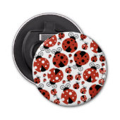 Patroon van luibugs, luidoezels, rode luibugs button flesopener (Voorkant)