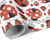 Patroon van luibugs, luidoezels, rode luibugs cadeaupapier (Rol Hoek)