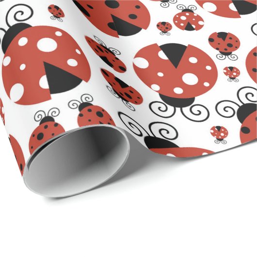 Patroon van luibugs, luidoezels, rode luibugs cadeaupapier (Rol Hoek)