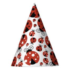 Patroon van luibugs, luidoezels, rode luibugs feesthoedjes