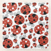 Patroon van luibugs, luidoezels, rode luibugs glazen onderzetter (Voorkant)