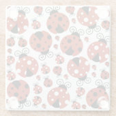 Patroon van luibugs, luidoezels, rode luibugs glazen onderzetter (Achterkant)